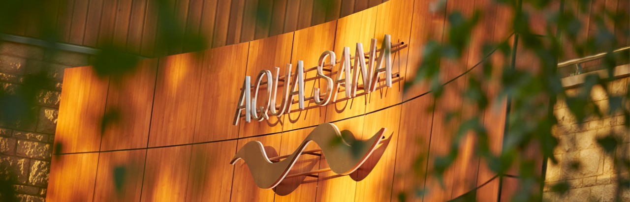 spa exterior with aqua sana sign
