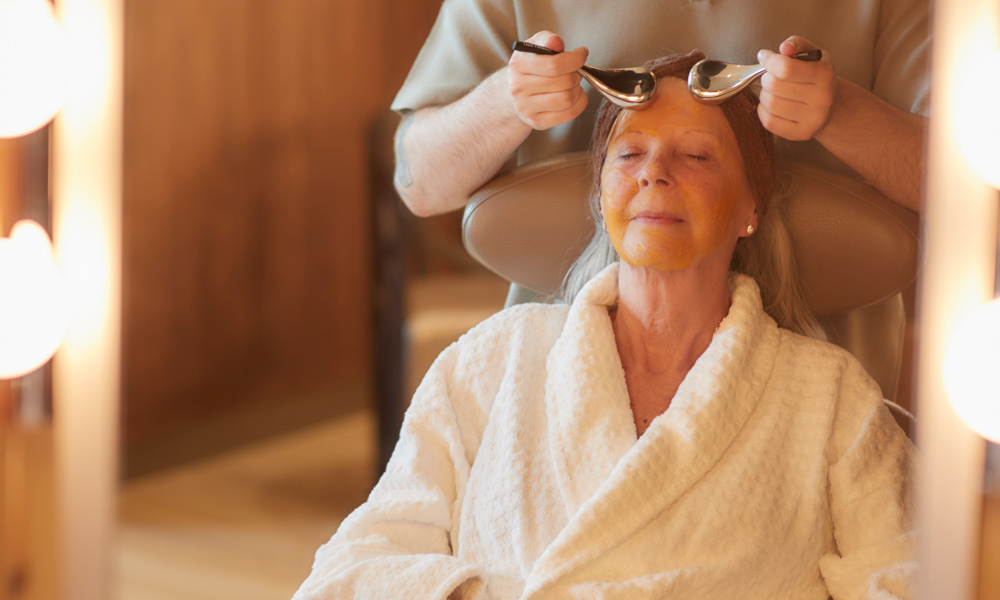 Woman having a relaxing facial.
