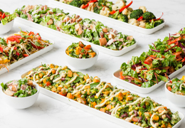 selection of salads in varying size dishes