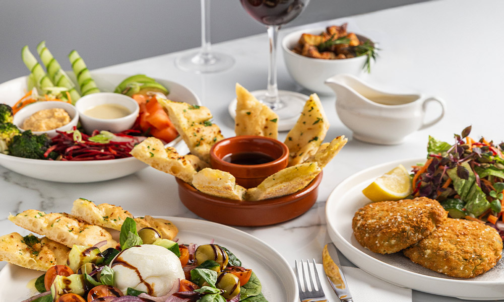 selection of salads in varying size dishes
