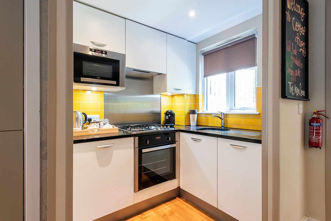 Self catering kitchen in a Spa Break apartment.