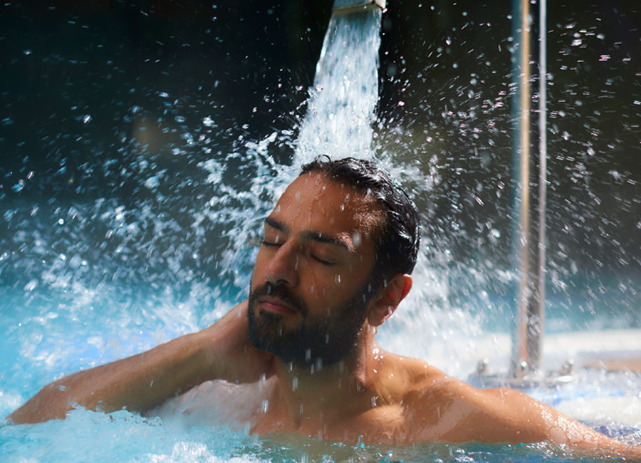 man under water jet