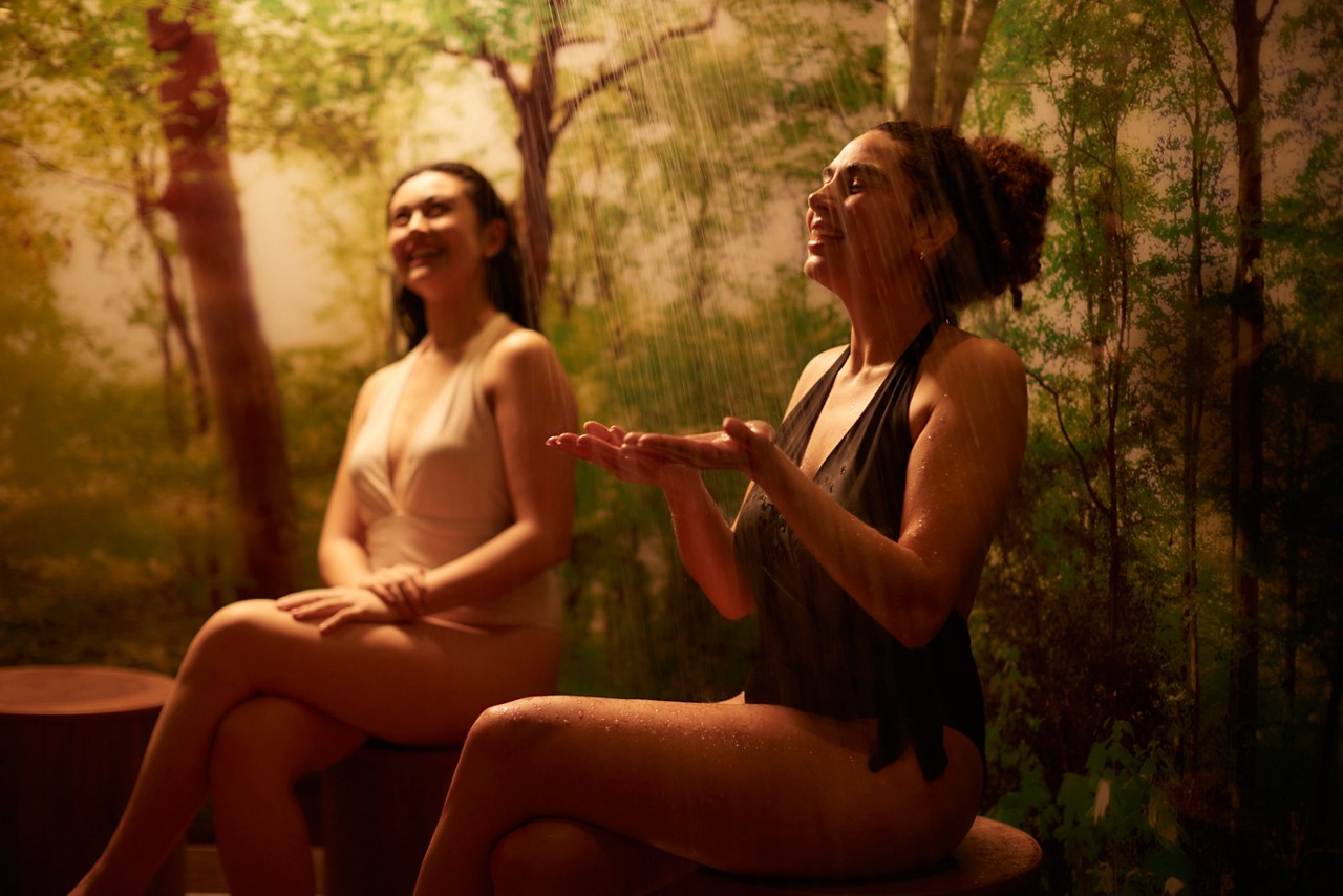 two girls in the forest glade