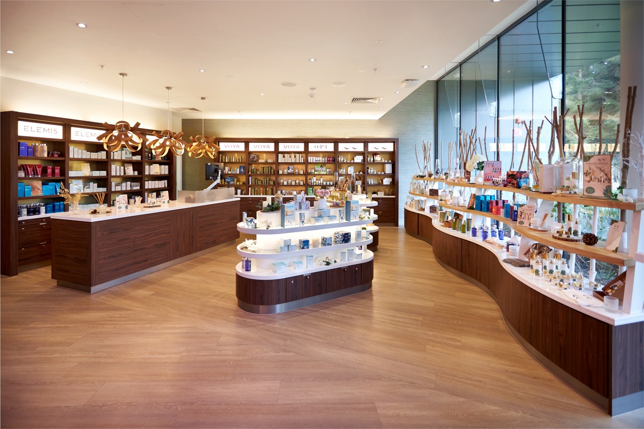Aqua Sana Boutique with a variety of spa and beauty products displayed.