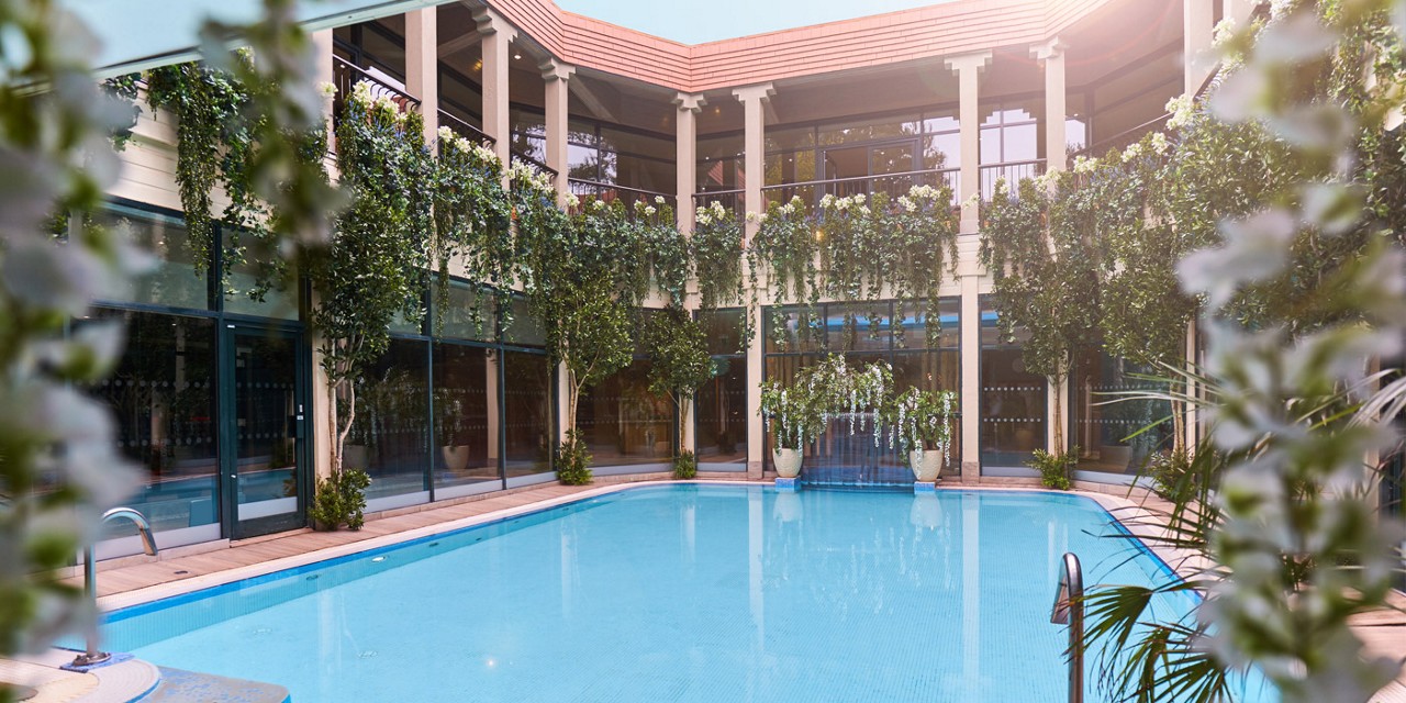 outdoor pool area