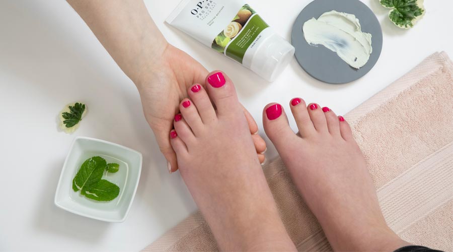 feet with painted toe nails